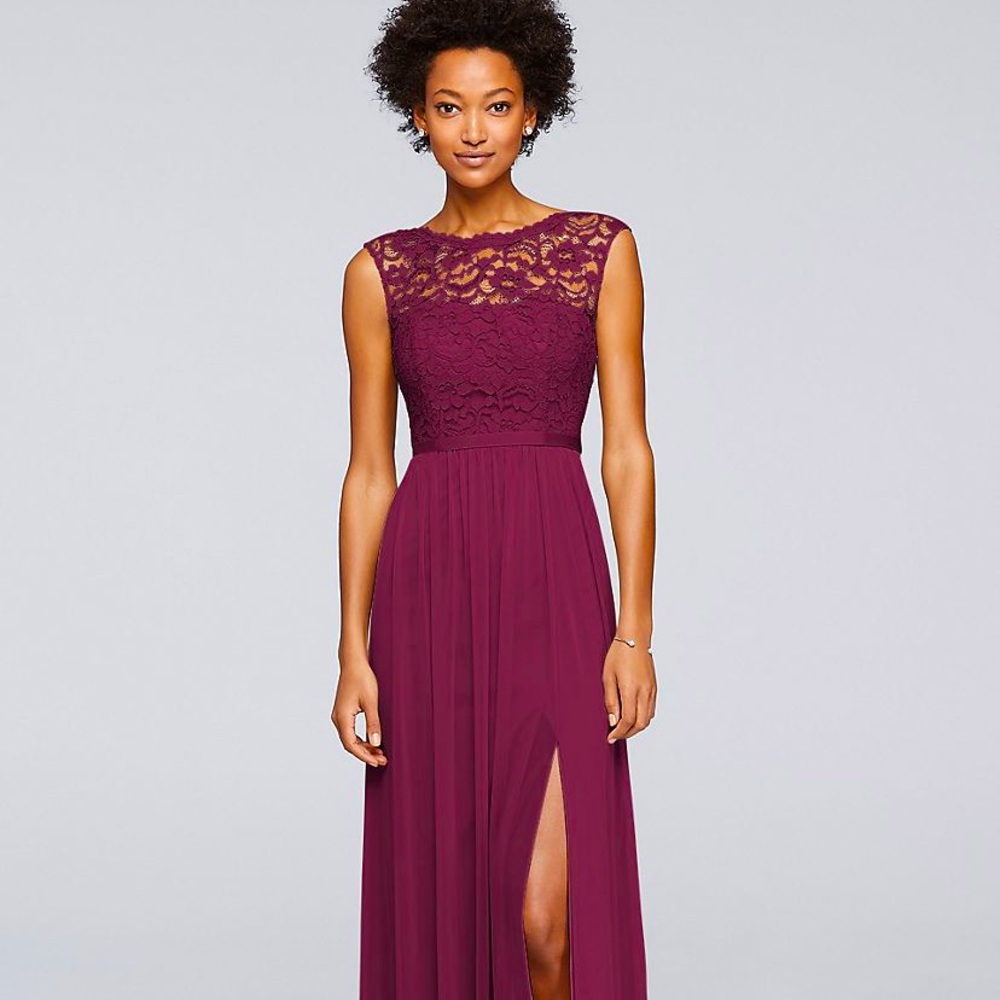 F19328 - David’s Bridal Wine bridesmaid dress